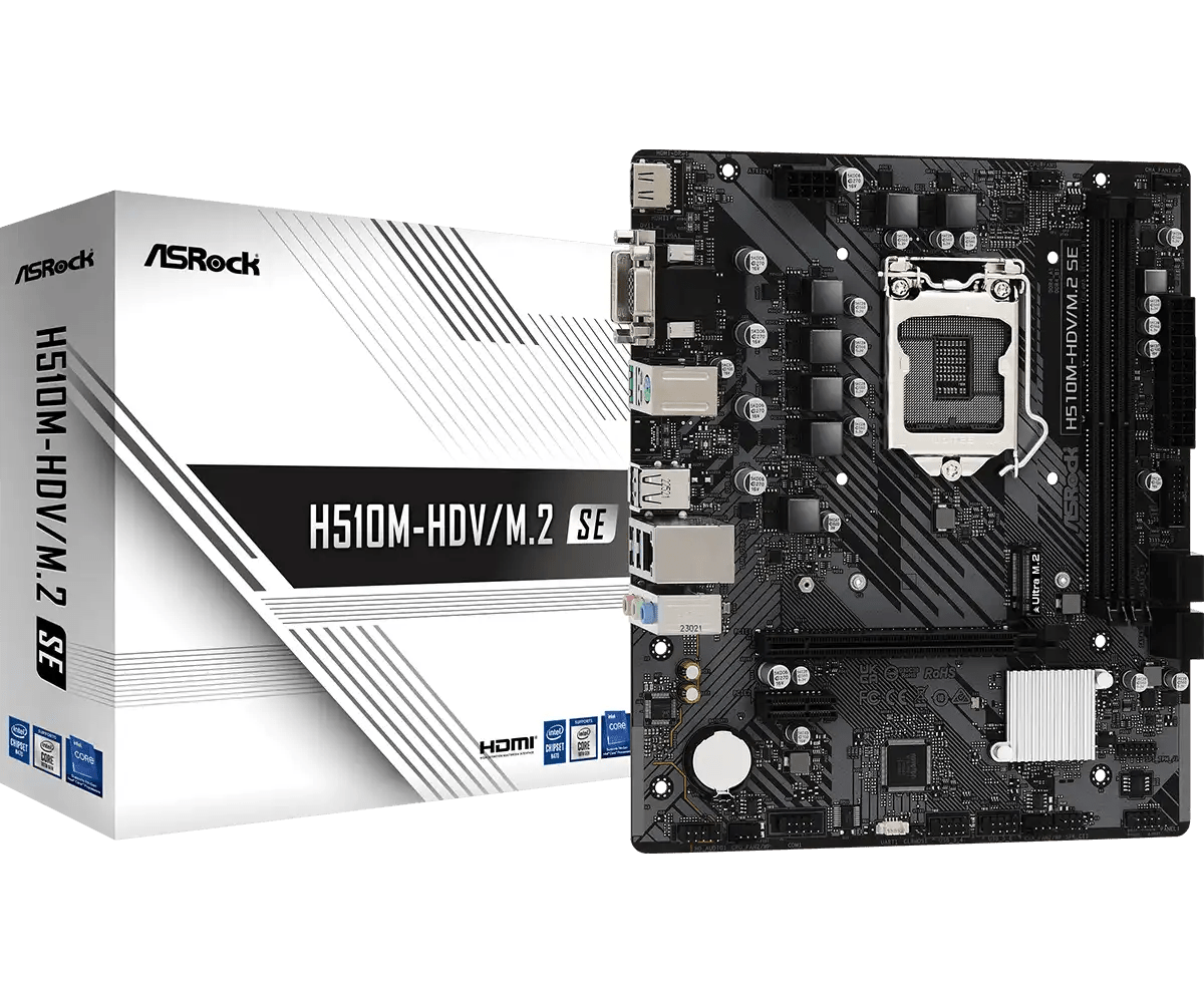 ASRock H510M - HDV/M.2 SE LGA 1700 Socket Intel Motherboard | 90 - MXBM00 - A0UAYZ - Vektra Computers LLC ASRock H510M - HDV/M.2 SE LGA 1700 Socket Intel Motherboard | 90 - MXBM00 - A0UAYZ - Vektra Computers LLC